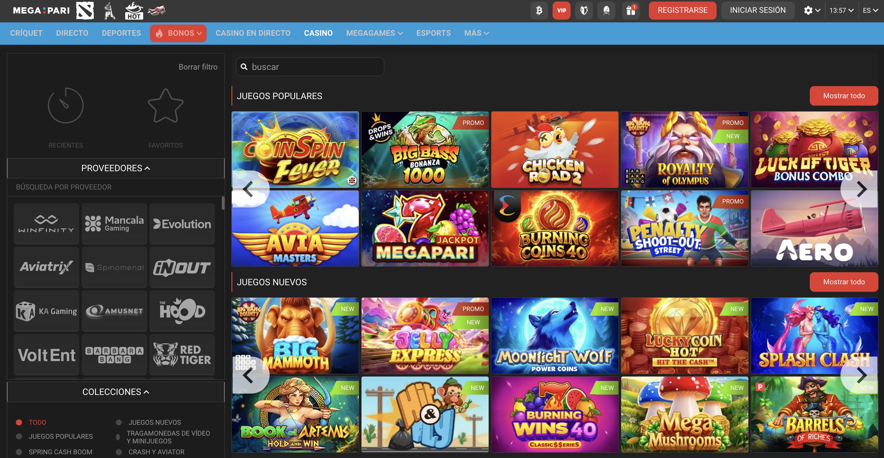 Registro, acceso y navegación simple dentro de Casino online Megapari